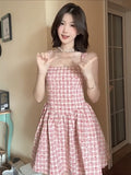 French Sweet Pink Lattice Sling Dress Women's Summer 2026 New Unique Beautiful Throwing Small Skirt