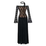 French Retro Lace Splicing Dress Women's New Autumn High-End Feeling Thin Temperament Long Dress