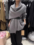 Korean Atmosphere Scarf Knitted Shirt Coat Women's New Lazy Style Thin Sweater