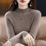 2025 New Knitted Women's Sweater Half-High Collar Bottom Shirt With Autumn And Winter Short Slim Slim Thin Sweater