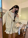 Broken Flower Zip-Up Jacket Women's Spring And Autumn 2026 New Oversize Loose Lazy Wind Long-Sleeved Top