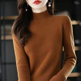 2025 New Knitted Women's Sweater Half-High Collar Bottom Shirt With Autumn And Winter Short Slim Slim Thin Sweater