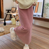 Plus Velvet Lint A Word Half-Body Skirt Women Autumn And Winter Fat MM Tight High Waist Straight Skirt Slim Skirt Solid Color Tide