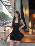 White Lace Splicing Sling Dress Women 2026 Spring New Ballet Style Showing Thin Pony Cake Short Skirt