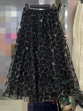 Slid Dress Autumn/Winter 2025 Autumn And Winter New French Sweet Lace Flower Yarn Skirt In The Long Swum Half-Dressed Skirt