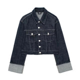 New Women's Rolled Sleeves Jeans Jacket 6045206 Rolled Trousers In Fall 2025