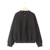 Zippered Bomber Jacket-Style Tunic 3399802 Loose High-Waisted Velvet Trousers 3199800