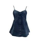 Vintage Cowboy Sling Vest Female Summer Split Press Line Back Tight To Wear Sleeveless Top 838