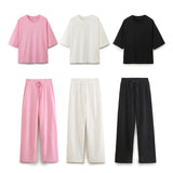 Spring New Double-Sided Cloth Loose T-Shirt 3854307 Double-Sided Cloth Jogging Trousers 3854308 Set
