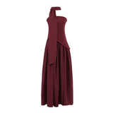 2025 New Women's Sleeveless Waist-Less Collar After Tied Belt Waist-Meared Tector Dress Dress Dress Women
