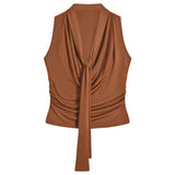 Summer Thin Tie With French Design Sense Of Niche Waist Shirt Women's New Temperament Sleeveless Slimmed Short