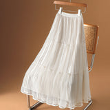 Classic Explosion Of Romantic French Mesh Fine Flashing Mesh Mesh Tight High-Waisted A-Shaped Skirt Fluffy Skirt New