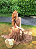 Vintage Sleeveless Vest Dress Women's Summer Holiday Style Dress High Waist Skirt A Long Dress