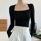 Purple Sexy Shoulder-To-Bottom Shirt Long Sleeve Low Collar Collar Collar Temperament Blouse Female Tightness Apparent Body Comfortable