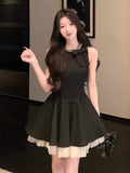 Thousand Gold Style Small Black Dress Dress Women's Summer High-End Birthday Party Dress Skinless Waistcoat Dress