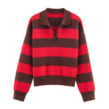 Autumn New Striped POLO Shirt Knitted Knitted Knitted Shirt 5536162