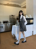 Sweet And Salty Gray Square Collar Temperament With Dress Women's Autumn And Winter 2025 New Loose Thin Folded Dress
