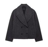 Autumn New Double Lint Hybrid Double Buckle Dress Short Coat 8372289