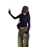 Lyselle Tiansian Is A Beautiful Beautiful Round Collar Long Sleeve With A Bottom Shirt T-Shirt For The Women's 2025 New Top In The Early Autumn