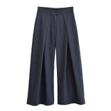 Spring New Casual Loose Striped Broad Leg Trousers 8219037