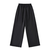 Flax Permeable Wide Leg Pants Women's Summer New Comfortable Straight Straight Solid Color Narrow Waist Rope Casual Pants