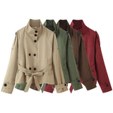 Autumn New Double-Dled Buckle With Long-Sleeved Short-Sleeved Wind Coat