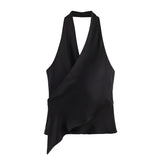 BSK&TRAF Women's Clothing 2026 Summer New Fashion Babes Silk Stisei Hanging Neck Collar Top 2331051