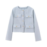Autumn New Clip Round Collar Short Jacket 3046278