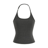 Korean Suit Strapped Knitted Cardigan T-Shirt Women Hanging Neck Hanging Slings Feel Leisure Pants Anti-Walking Half-Dress Skirt