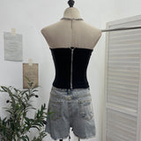 Real Shooting Tset Boa Tart Tset Tset Tsets With Anti-Slip Strip Design Hollow Outside Wearing Short Vest 2829