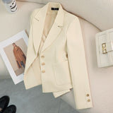 Spring And Autumn 2025 New Short Suit Jacket Suit Rice White Temperament With High-End Casual Suit Jacket