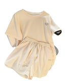 Summer Shorts Set Two Sets Of Leisure Sports Suit Women's Summer Loose Can Go Out Shopping White And Thin