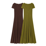 New Slim Thin Short Sleeve V-Neck Rib Dress 4174038