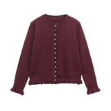 Spring 2025 New Round Collar Solid Color Loose Jacket Niche Temperament Knitting Shirt 2756114