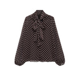 Autumn New Bow Ornament Wave Dot Printing Shirt 1165237