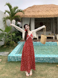 Lace Spliced Flower Sling Dress Women 2026 Spring New Temperament Slim Thin Small Long Skirt Tide