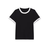 Spring New Simple Flower With Simple Flower Collar Collar Short T-Shirt 5644863
