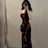 Pure-Want Hottie Dress Girl Summer Slimming Temperament Print Open Elastic Sling Skirt