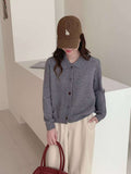 Single Row Multi-Buckle French POLO Collar Knitted Cardigan Sweater Retro Lazy Casual Free Knitted Coat