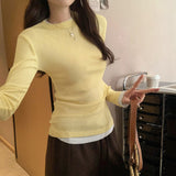 Spring 2025 New Design Pure Desire Long-Sleeved Shirt Women Can Wear The Shoulder To Repair T-Shirt Top