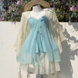 Tea Wear A Set Of Summer Sweet Temperament Slings Pony Pony Short Skirt Small Man Two Sets