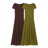 2026 Spring And Summer New Women's V-Neck Threaded Short-Sleeved Dress 4174038