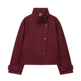 Relaxed Casual Temperament Simple Long Sleeve Buckle Collar Hair This Jacket 6318293