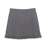 Real Shooting Wooden Ear Suit Short Skirt Summer Anti-Walking Lining High Waist Thin Ass A Word Step Skirt 6875