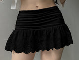 Ballet Style Base Solid Color Low-Rise White Lace Cake Skirt Thin Dance Skirt