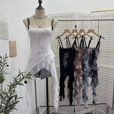Real Shooting Street Hottie Letter Nail Bead Print Sling Sling Vest Leather Strap Strap Lotus Side Ribbon Ribbon 1300