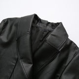 BSK&TRAF Women's Clothing 2025 Autumn 2025 New Tape With Lumbar Imitation Leather Short Wind Coat 2583872