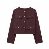 Autumn New Clip Round Collar Short Jacket 3046278