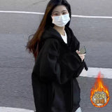 Ins Super Fire Jacket Women Autumn And Winter Oversize Hooded Thin Coat Korean Version Of The Loose Lazy Shirt Top
