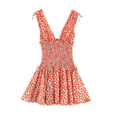 BSK&TRAF Women's Dress 2025 Summer Printed Short Dress 3066311 High Waist Thin Fashion